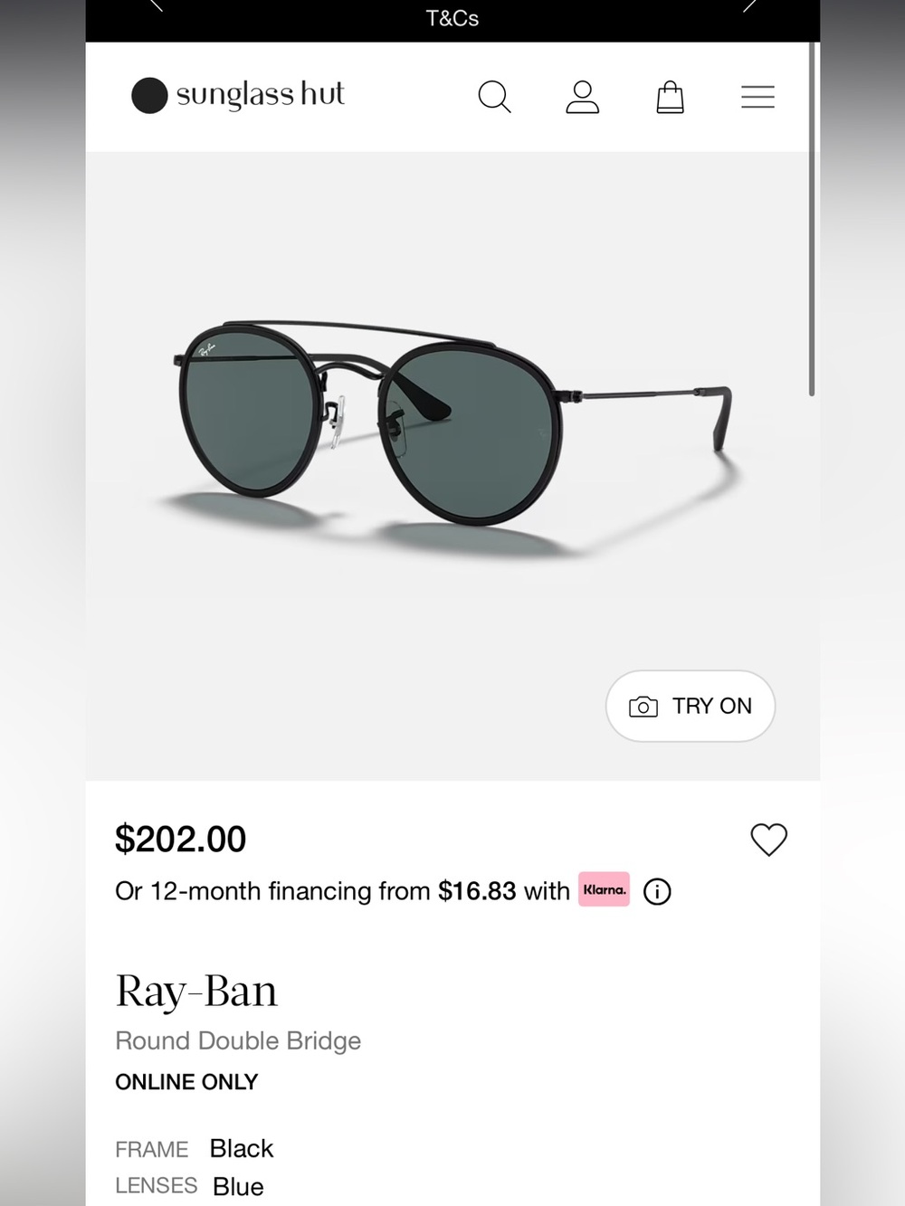Ray-Ban Round Double Bridge Sunglasses — Black Frame with Blue Lenses